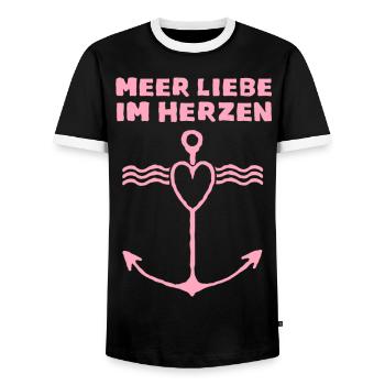 Meerliebe hoodie Meer Liebe im Herzen Heimat - Männer Kontrast-T-Shirt - Schwarz/Weiß - Vorne - AI Model Female 172 light (172cm) & AI Model Male 178 light (178cm)