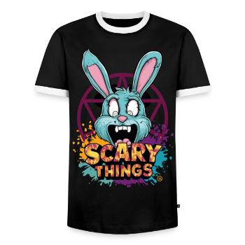 Bunny - Comicstyle, Pentagramm, Hase - Männer Kontrast-T-Shirt - Schwarz/Weiß - Vorne - AI Model Female 172 light (172cm) & AI Model Male 178 light (178cm)