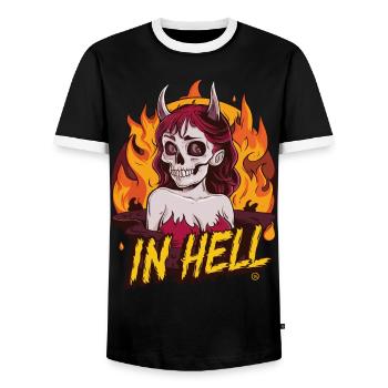 Female Devil - Alive, Skull, Totenkopf - Männer Kontrast-T-Shirt - Schwarz/Weiß - Vorne - AI Model Female 172 light (172cm) & AI Model Male 178 light (178cm)