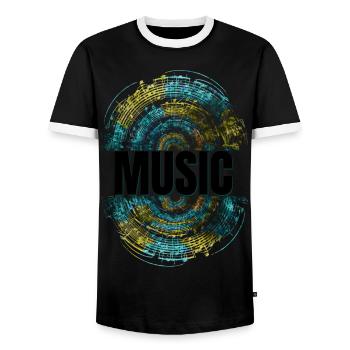 Music - Männer Kontrast-T-Shirt - Schwarz/Weiß - Vorne - AI Model Female 172 light (172cm) & AI Model Male 178 light (178cm)
