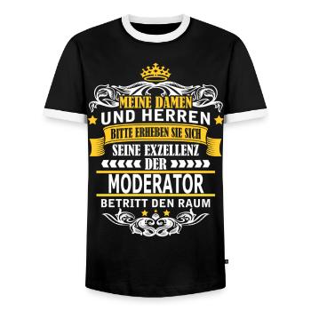 MODERATOR - Männer Kontrast-T-Shirt - Schwarz/Weiß - Vorne - AI Model Female 172 light (172cm) & AI Model Male 178 light (178cm)