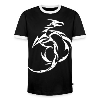 Dino Dragon Dragon Fantasy Bone Bones Shirt - Men's Ringer Shirt - black/white - Front - AI Model Female 172 light (172cm) & AI Model Male 178 light (178cm)