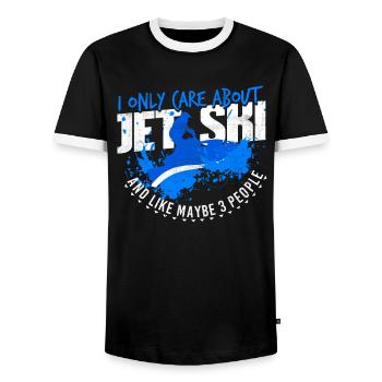Je ne suis intéressé que par la mer des sports nautiques de Jet Ski - T-shirt contrasté Homme - noir/blanc - Devant - AI Model Female 172 light (172cm) & AI Model Male 178 light (178cm)