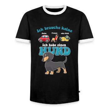 chien femmes voitures argent amour chiens cadeau - T-shirt contrasté Homme - noir/blanc - Devant - AI Model Female 172 light (172cm) & AI Model Male 178 light (178cm)