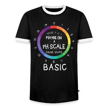 pH Scale Funny Chemist Fun Joke Fun Gift - Men's Ringer Shirt - black/white - Front - AI Model Female 172 light (172cm) & AI Model Male 178 light (178cm)