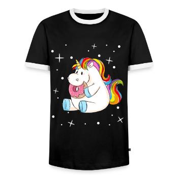 Thick unicorn shirt - Men's Ringer Shirt - black/white - Front - AI Model Female 172 light (172cm) & AI Model Male 178 light (178cm)