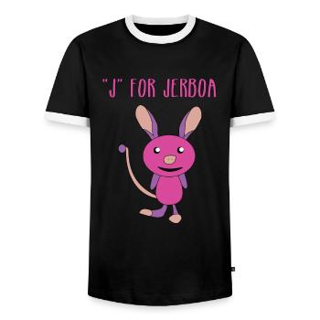 T-shirt Jerboa mignon, intelligent et drôle J pour - T-shirt contrasté Homme - noir/blanc - Devant - AI Model Female 172 light (172cm) & AI Model Male 178 light (178cm)