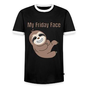 Funny, Lazy But Cute Tshirt Design My Friday Face - Men's Ringer Shirt - black/white - Front - AI Model Female 172 light (172cm) & AI Model Male 178 light (178cm)