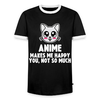 Anime - Männer Kontrast-T-Shirt - Schwarz/Weiß - Vorne - AI Model Female 172 light (172cm) & AI Model Male 178 light (178cm)