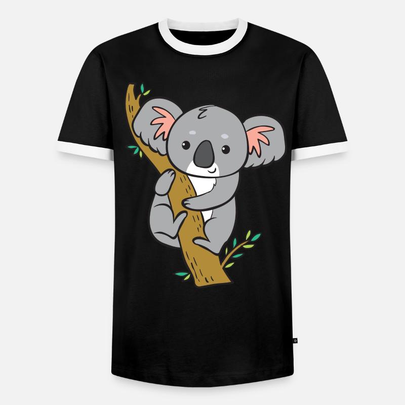 Koala - schaut vom Baum. - Männer Kontrast-T-Shirt - Schwarz/Weiß