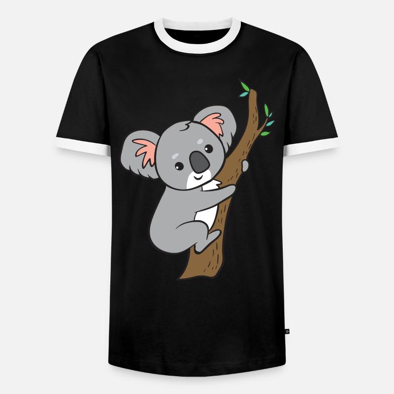 Koala - on tree - Men's Ringer Shirt - black/white