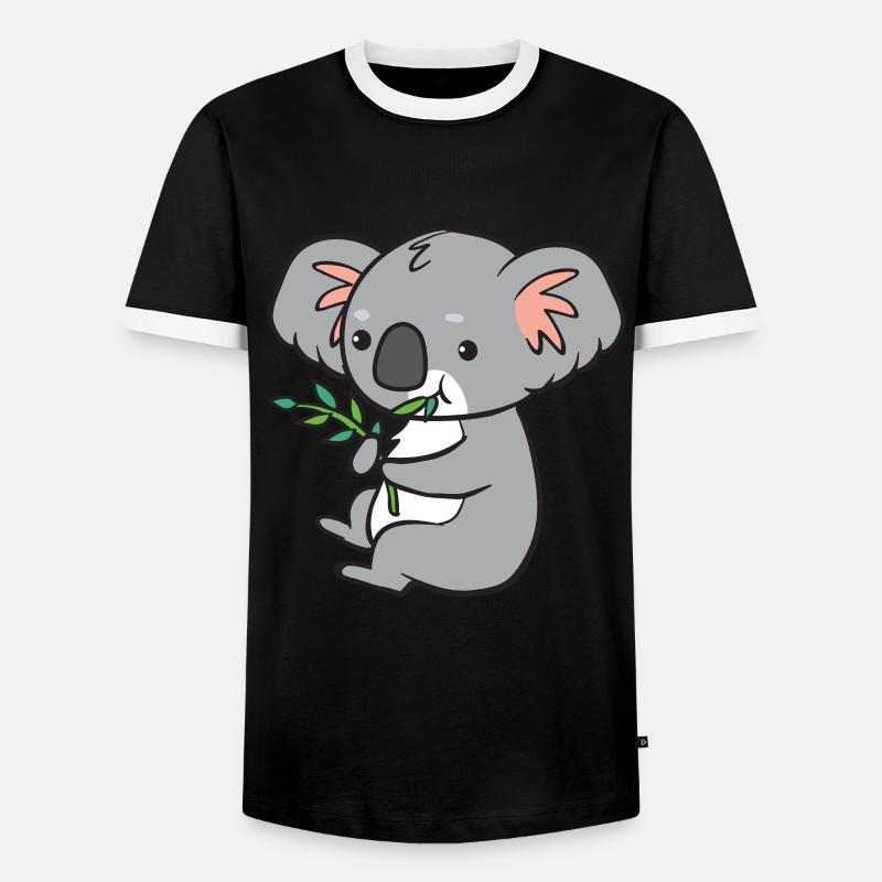 Koala - eats eucalyptus - Men's Ringer Shirt - black/white