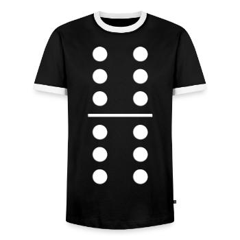 Domino Gruppenkostüm 6 6 Fasching Geschenk T-Shirt - Männer Kontrast-T-Shirt - Schwarz/Weiß - Vorne - AI Model Female 172 light (172cm) & AI Model Male 178 light (178cm)