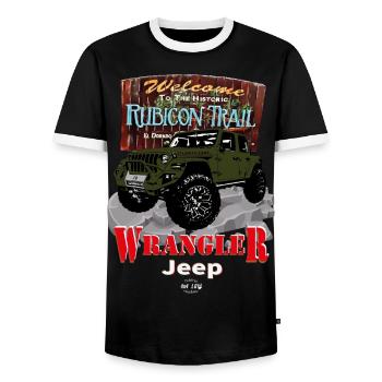 WRANGLER Rubicon Trail - Männer Kontrast-T-Shirt - Schwarz/Weiß - Vorne - AI Model Female 172 light (172cm) & AI Model Male 178 light (178cm)