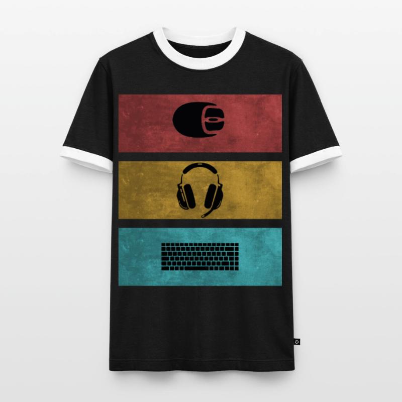 Basic Gamer Setup Programer Headset Souris Clavier T-shirt contrasté Homme