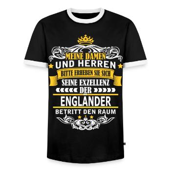 ENGLÄNDER - Männer Kontrast-T-Shirt - Schwarz/Weiß - Vorne - AI Model Female 172 light (172cm) & AI Model Male 178 light (178cm)