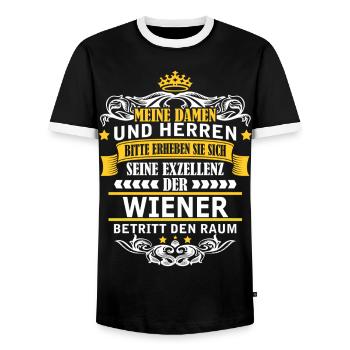 WIEN - Männer Kontrast-T-Shirt - Schwarz/Weiß - Vorne - AI Model Female 172 light (172cm) & AI Model Male 178 light (178cm)