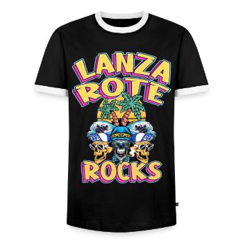 Lanzarote Sommer Sonne Strand Palmen Totenkopf - Männer Kontrast-T-Shirt - Schwarz/Weiß - Vorne - AI Model Female 172 light (172cm) & AI Model Male 178 light (178cm)