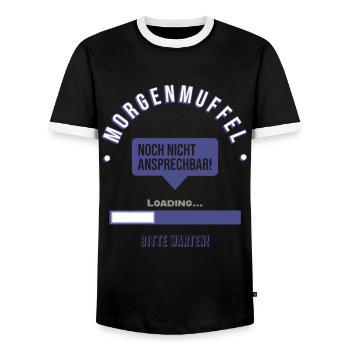 Morgenmuffel Oberteil Lustige Design/Spruch Männer - Männer Kontrast-T-Shirt - Schwarz/Weiß - Vorne - AI Model Female 172 light (172cm) & AI Model Male 178 light (178cm)