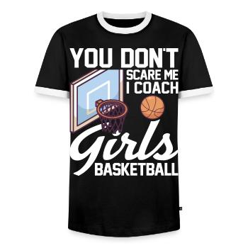 Tu ne me fais pas peur J’entraîne des filles pour des joueuses de basket-ball - T-shirt contrasté Homme - noir/blanc - Devant - AI Model Female 172 light (172cm) & AI Model Male 178 light (178cm)