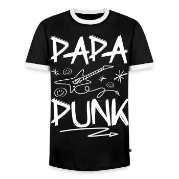 Papa Punk Rock - T-shirt contrasté Homme - noir/blanc - Devant - AI Model Female 172 light (172cm) & AI Model Male 178 light (178cm)