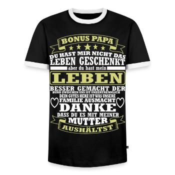 Bonuspapa Bonus Dad Papa Ersatzvater - Männer Kontrast-T-Shirt - Schwarz/Weiß - Vorne - AI Model Female 172 light (172cm) & AI Model Male 178 light (178cm)