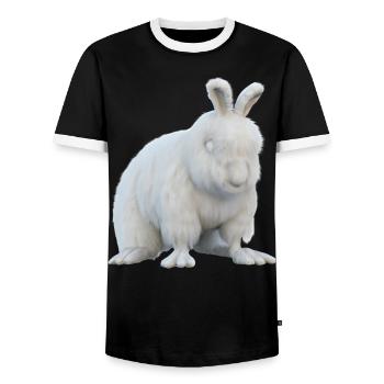 Fluffy Angora rabbit - Men's Ringer Shirt - black/white - Front - AI Model Female 172 light (172cm) & AI Model Male 178 light (178cm)