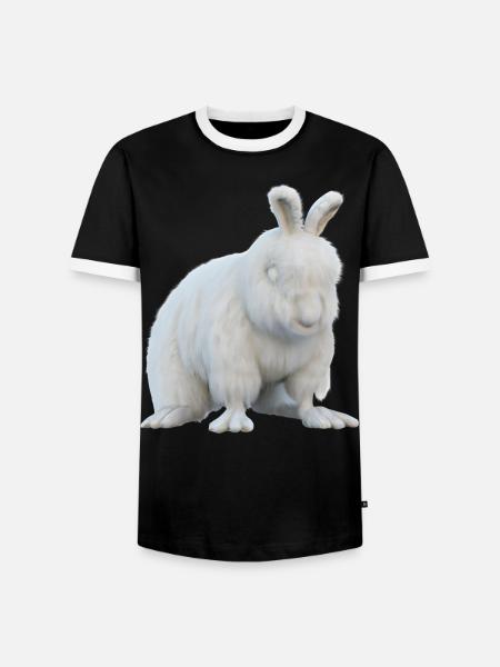 Fluffy Angora rabbit - Men's Ringer Shirt - black/white