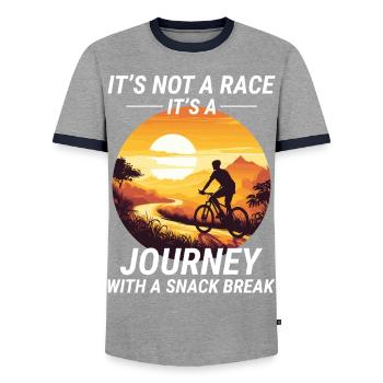 Sunset Trail Ride Bike Rider Off-road Cycling - Men's Ringer Shirt - grey/navy  - Front - AI Model Female 172 light (172cm) & AI Model Male 178 light (178cm)
