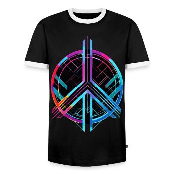 Peace Sign Peace Colorful Neon Against War Love - Men's Ringer Shirt - black/white - Front - AI Model Female 172 light (172cm) & AI Model Male 178 light (178cm)