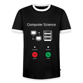 Der PC ruft - Männer Kontrast-T-Shirt - Schwarz/Weiß - Vorne - AI Model Female 172 light (172cm) & AI Model Male 178 light (178cm)