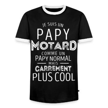 Je suis un papy motard plus cool - T-shirt contrasté Homme - noir/blanc - Devant - AI Model Female 172 light (172cm) & AI Model Male 178 light (178cm)