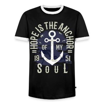 L'espoir est l'ancre de ma vie d'espoir citation Anchor - T-shirt contrasté Homme - noir/blanc - Devant - AI Model Female 172 light (172cm) & AI Model Male 178 light (178cm)