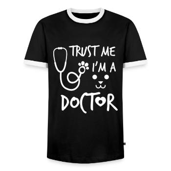 Trust me i'm a doctor - veterinary surgeon - Men's Ringer Shirt - black/white - Front - AI Model Female 172 light (172cm) & AI Model Male 178 light (178cm)