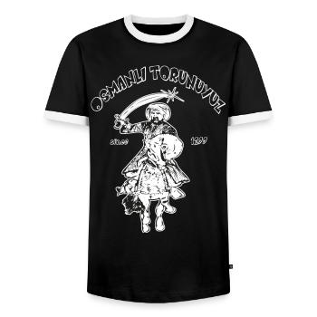 Osmanli TORUNUYUZ - Männer Kontrast-T-Shirt - Schwarz/Weiß - Vorne - AI Model Female 172 light (172cm) & AI Model Male 178 light (178cm)