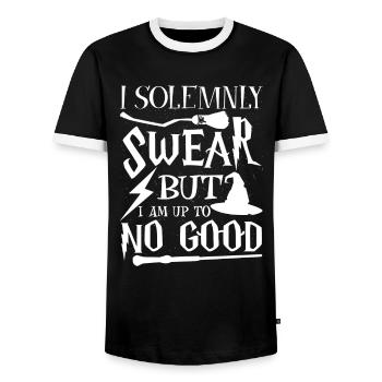 I solemnly swear but i am up to no good - Männer Kontrast-T-Shirt - Schwarz/Weiß - Vorne - AI Model Female 172 light (172cm) & AI Model Male 178 light (178cm)