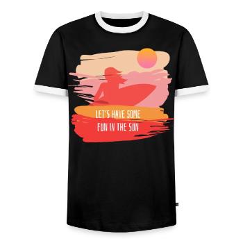 Sommer Spruch Surfen - Männer Kontrast-T-Shirt - Schwarz/Weiß - Vorne - AI Model Female 172 light (172cm) & AI Model Male 178 light (178cm)