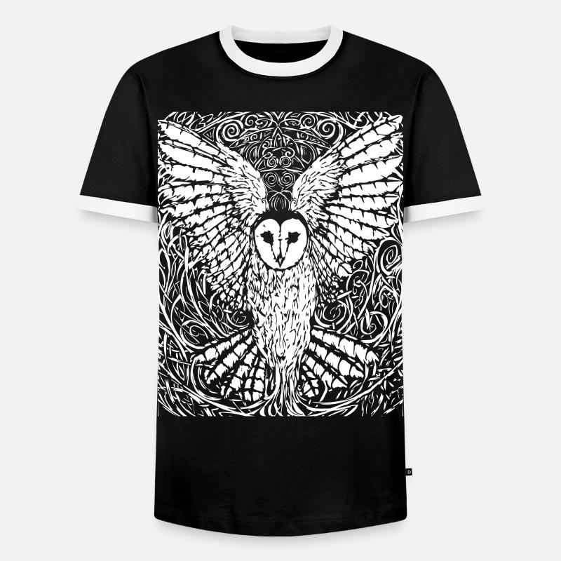 Eule - Männer Kontrast-T-Shirt - Schwarz/Weiß