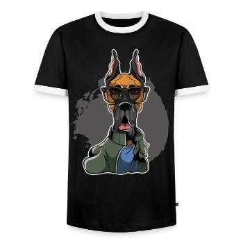 Great Dane - Deutsche Dogge - Männer Kontrast-T-Shirt - Schwarz/Weiß - Vorne - AI Model Female 172 light (172cm) & AI Model Male 178 light (178cm)