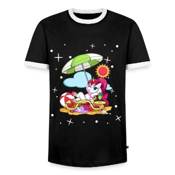 Unicorn shirt gift - Men's Ringer Shirt - black/white - Front - AI Model Female 172 light (172cm) & AI Model Male 178 light (178cm)