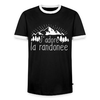 I love walking French - Men's Ringer Shirt - black/white - Front - AI Model Female 172 light (172cm) & AI Model Male 178 light (178cm)