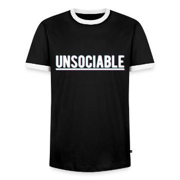 Unsociable Aesthetic Vaporwave introvert - Men's Ringer Shirt - black/white - Front - AI Model Female 172 light (172cm) & AI Model Male 178 light (178cm)