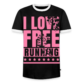 Ich liebe Parkour Frei Laufen Parkourläuferin Spor - Männer Kontrast-T-Shirt - Schwarz/Weiß - Vorne - AI Model Female 172 light (172cm) & AI Model Male 178 light (178cm)