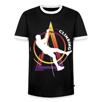 Climbing Climbing Climbers Mountains Climbing Wall - Men's Ringer Shirt - black/white - Front - AI Model Female 172 light (172cm) & AI Model Male 178 light (178cm)