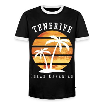 Teneriffa Tenerife Sommer Sonne Strand Meer Palmen - Männer Kontrast-T-Shirt - Schwarz/Weiß - Vorne - AI Model Female 172 light (172cm) & AI Model Male 178 light (178cm)
