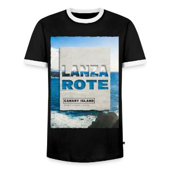 Lanzarote Sommer Sonne Strand Meer Palmen Urlaub - Männer Kontrast-T-Shirt - Schwarz/Weiß - Vorne - AI Model Female 172 light (172cm) & AI Model Male 178 light (178cm)