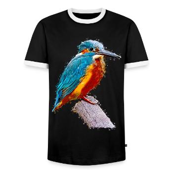 Hummingbird Bird Animal Art Watercolor Cartoon Colorful - Men's Ringer Shirt - black/white - Front - AI Model Female 172 light (172cm) & AI Model Male 178 light (178cm)
