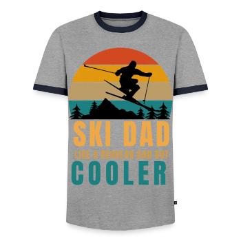 ski dad like regular dad but cooler - Men's Ringer Shirt - grey/navy  - Front - AI Model Female 172 light (172cm) & AI Model Male 178 light (178cm)