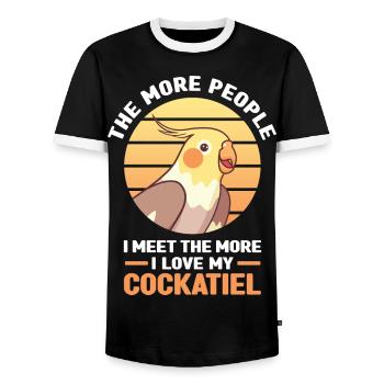Cockatiel Cadeaux | Animaux de compagnie Oiseaux Animaux - T-shirt contrasté Homme - noir/blanc - Devant - AI Model Female 172 light (172cm) & AI Model Male 178 light (178cm)