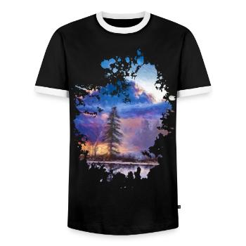 Baum - Männer Kontrast-T-Shirt - Schwarz/Weiß - Vorne - AI Model Female 172 light (172cm) & AI Model Male 178 light (178cm)